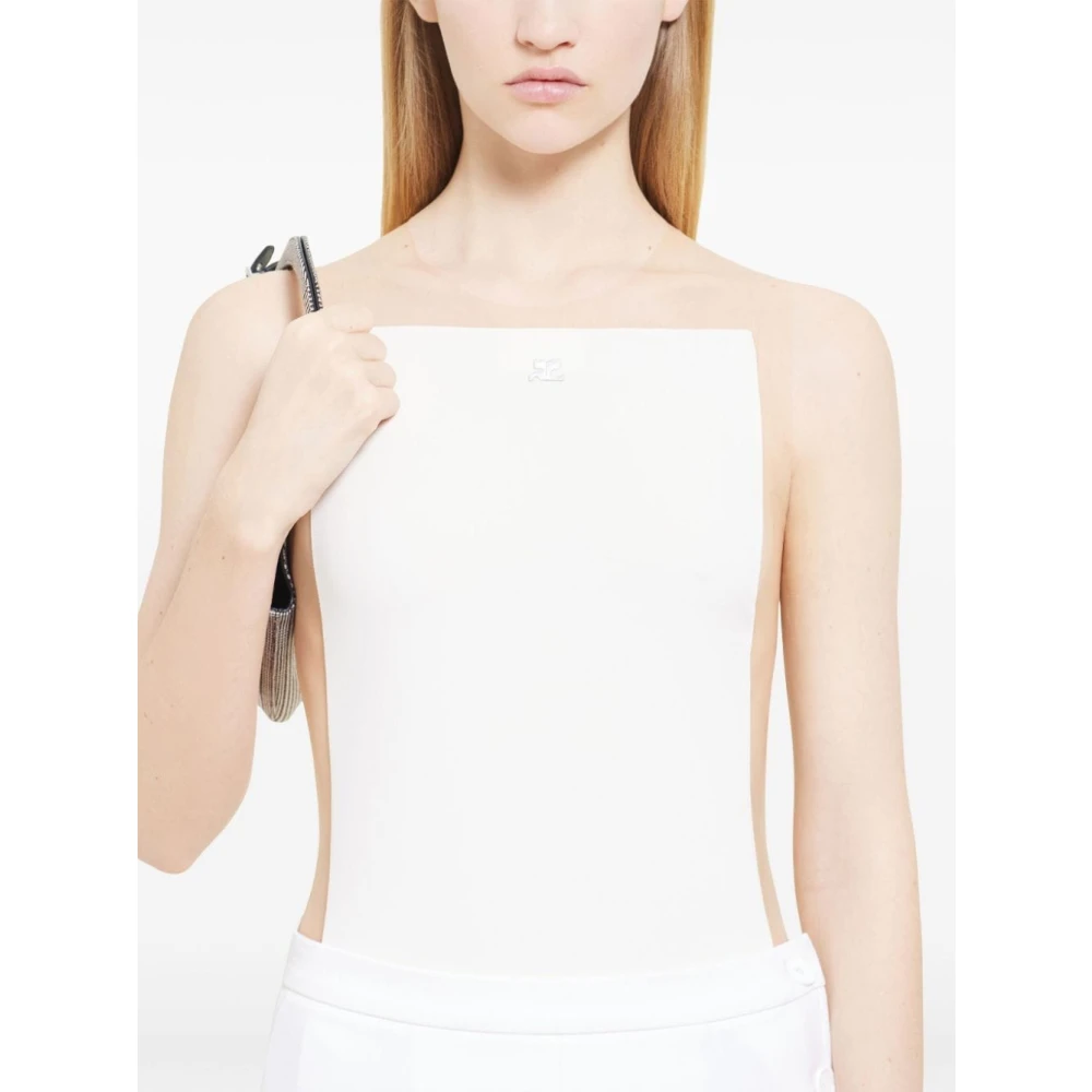 Courrèges Witte Vierkante Hals Top Open Rug White Dames