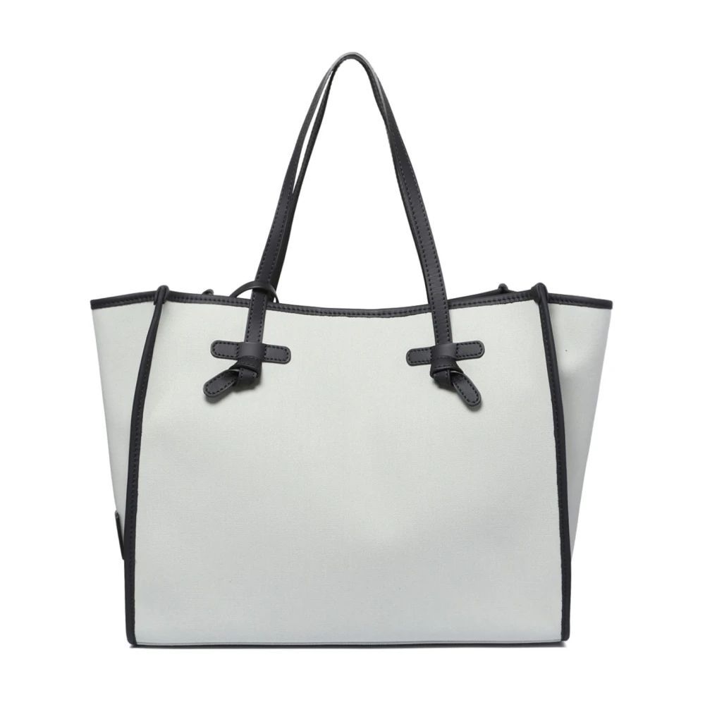 Gianni Chiarini Tweekleurige Canvas Winkelmand met Leren Handvatten White Dames