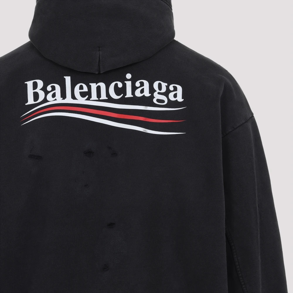 Balenciaga Zwarte Vernietigde Laagjes Hoodie Black Heren