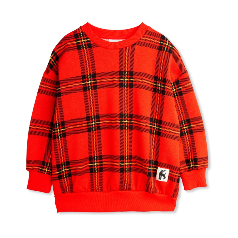 Mini Rodini Unisex Kids Red Kids Sweatshirts, 12 M, Checke Sweatshirt
