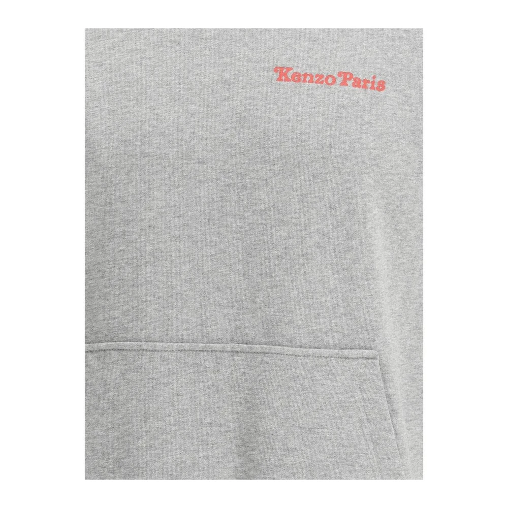 Kenzo Iconische katoenen hoodie met geribbelde manchetten Gray Heren