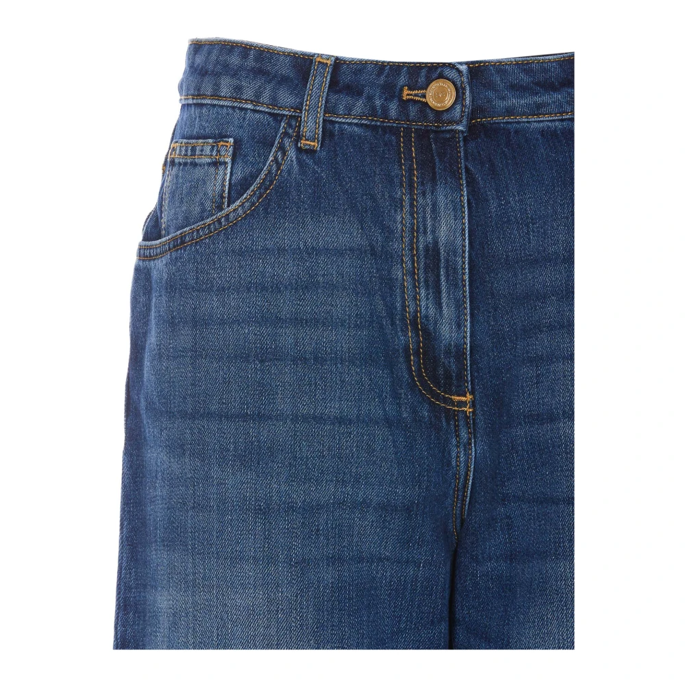 Elisabetta Franchi Denim Jeans met Frontale Knoopsluiting Blue Dames