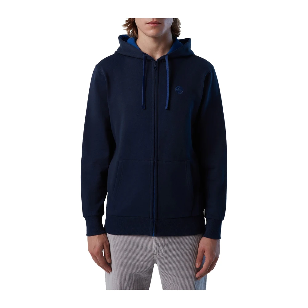 North Sails Blauwe Hoodie met Rits Blue Heren