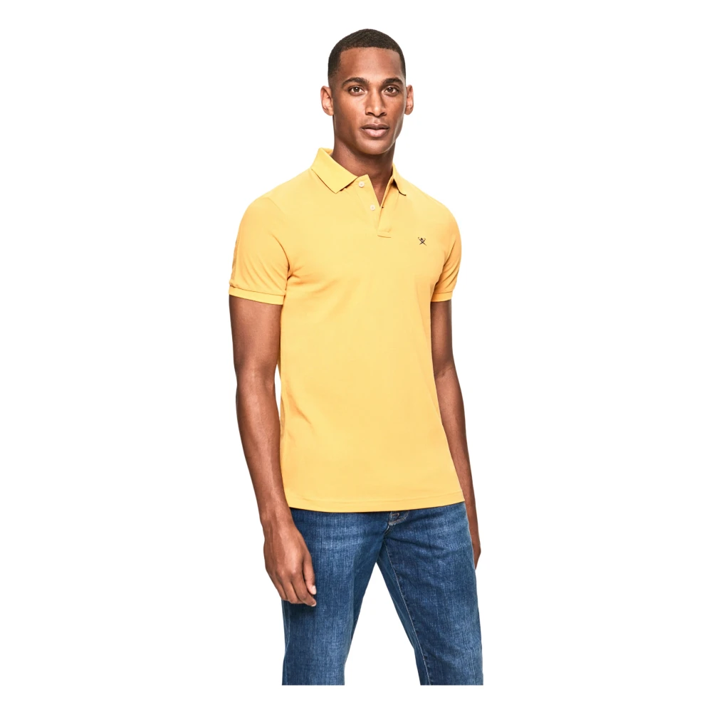 Hackett Gele Slim Fit Logo Polo Shirt Yellow Heren