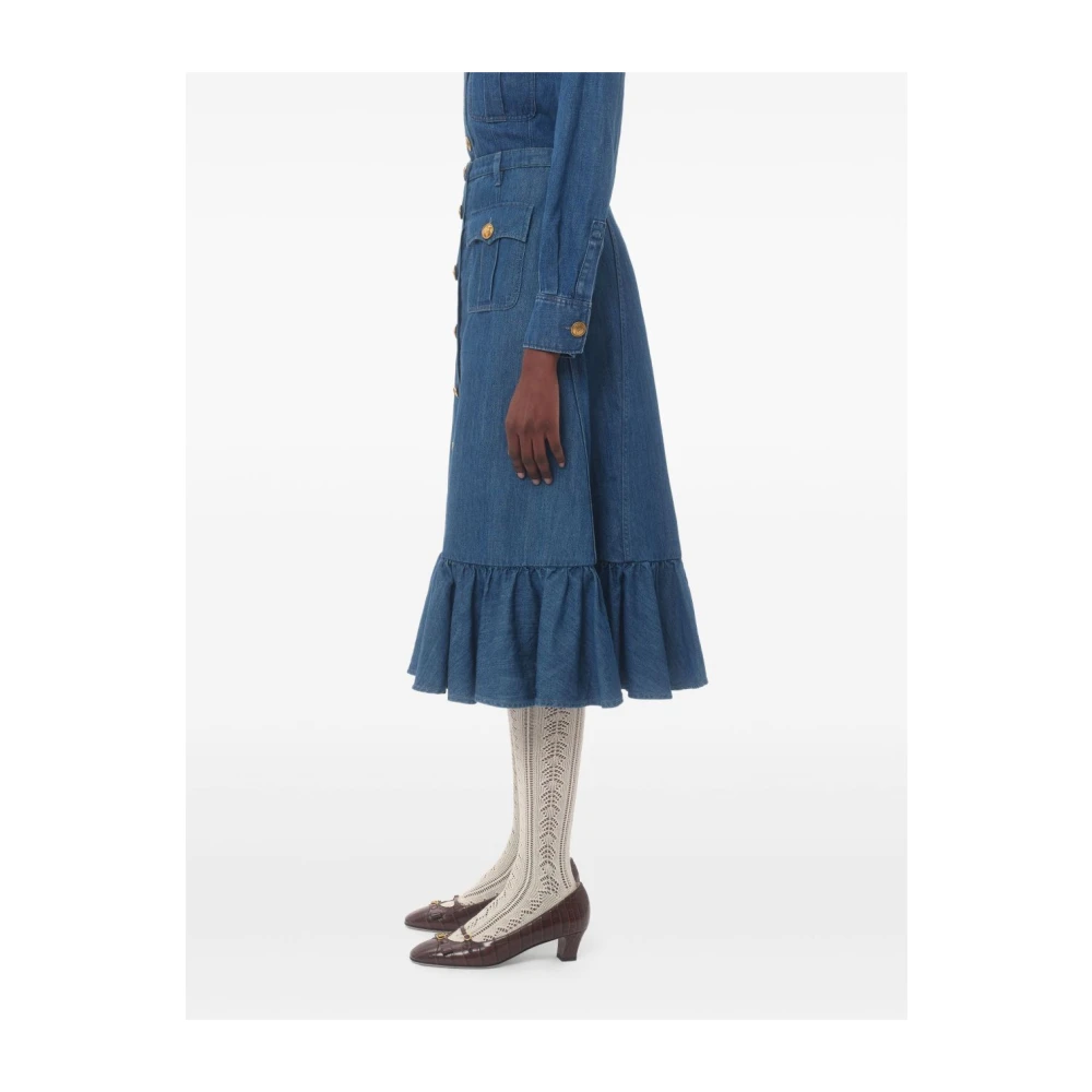 Valentino Blauwe Rok met Voorknoopsluiting Blue Dames