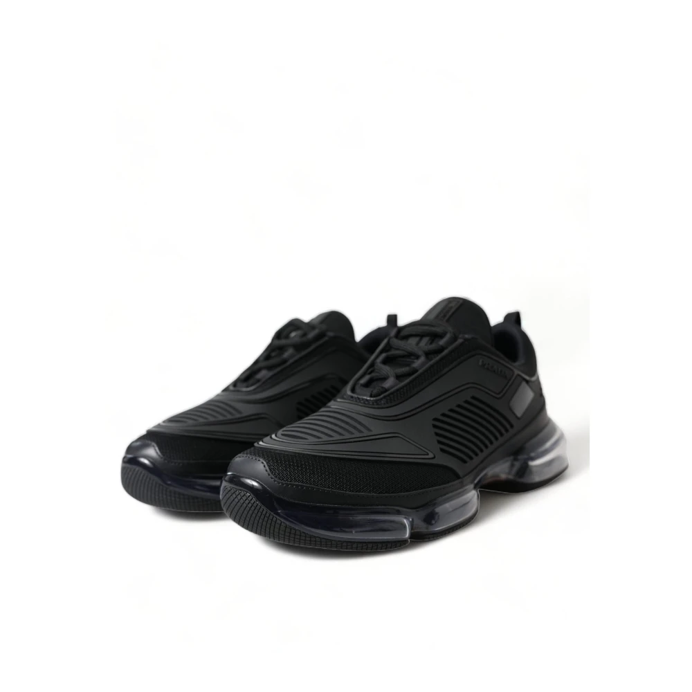 Prada Zwarte Slip-On Lage Sneakers Black Heren