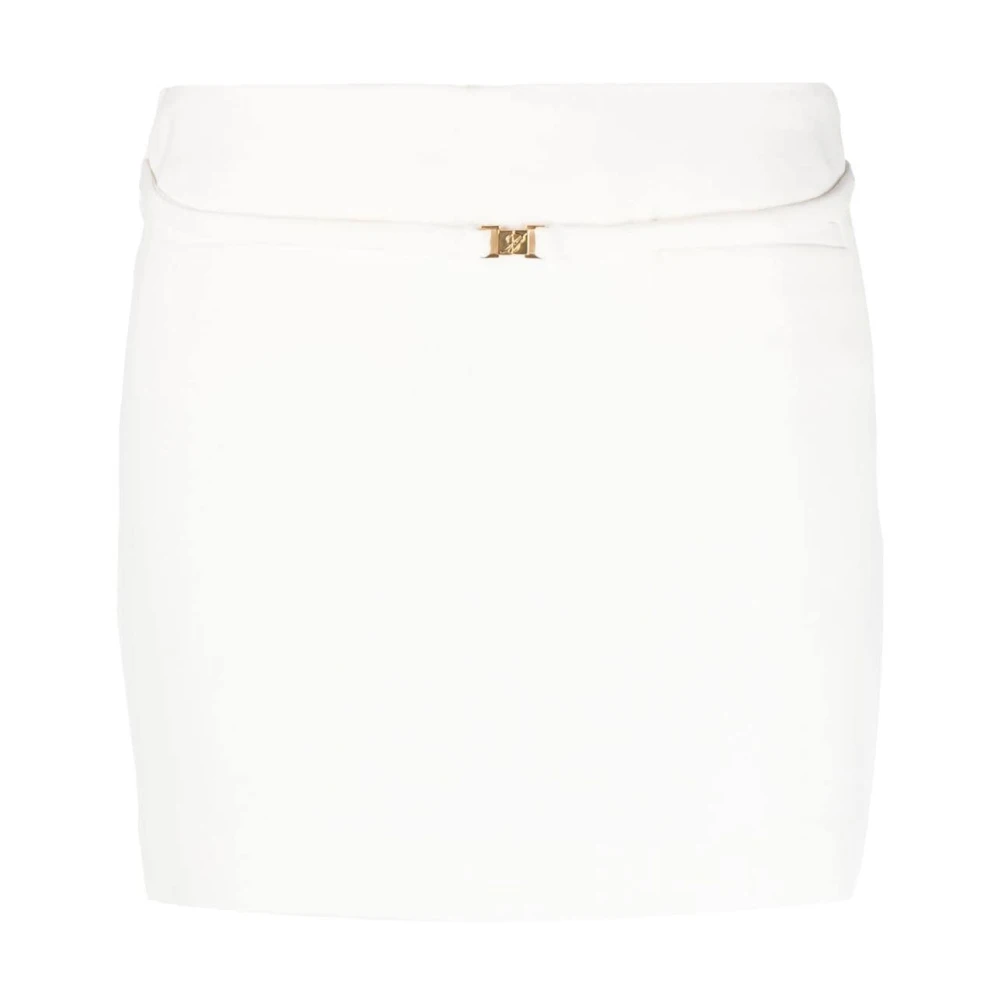 Blumarine Vit Logo-Spänne Kjol White, Dam