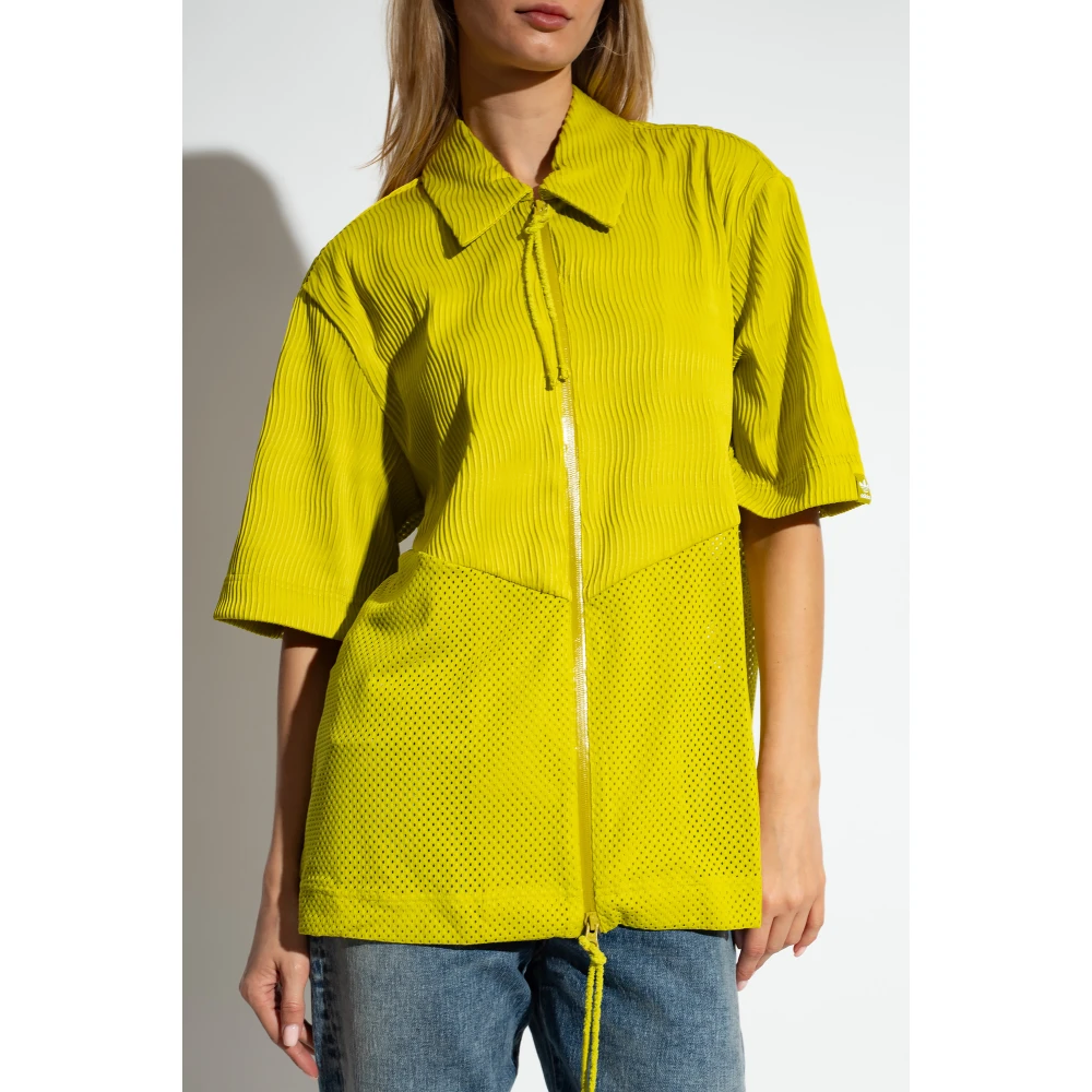 adidas Originals Groene Geplooide Shirt met Tweewegsrits Green Dames