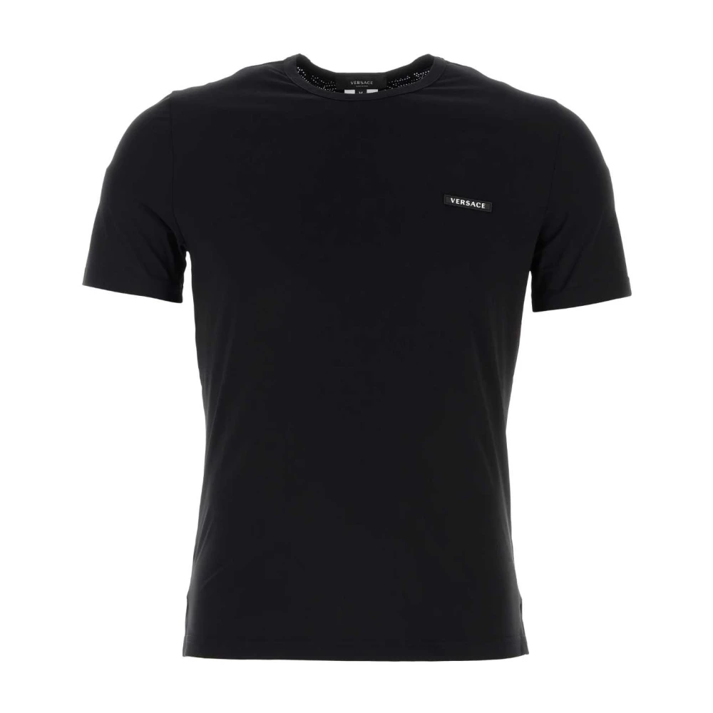 Versace Svart stretchylon t-shirt Black, Herr