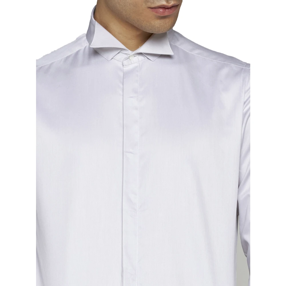 D4.0 Slim-Cut Cotton Shirt Grey Gray Heren