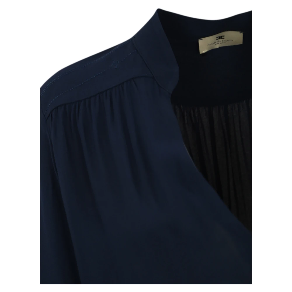 Elisabetta Franchi Blauw Gestreept Overhemd Lange Mouw V-Hals Blue Dames