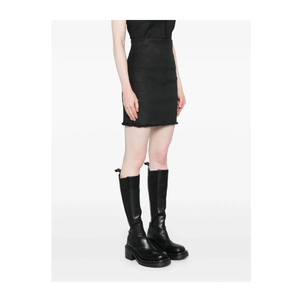 Rick Owens Mini Dirt Style Rok Black Dames