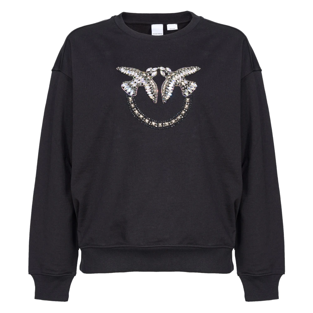 pinko Sweatshirt met Love Birds borduursel Black Dames