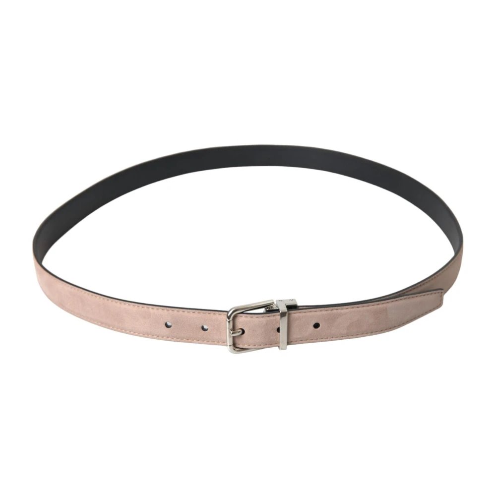 Dolce & Gabbana Beige Suède Riem met Zilveren Gesp Beige Heren