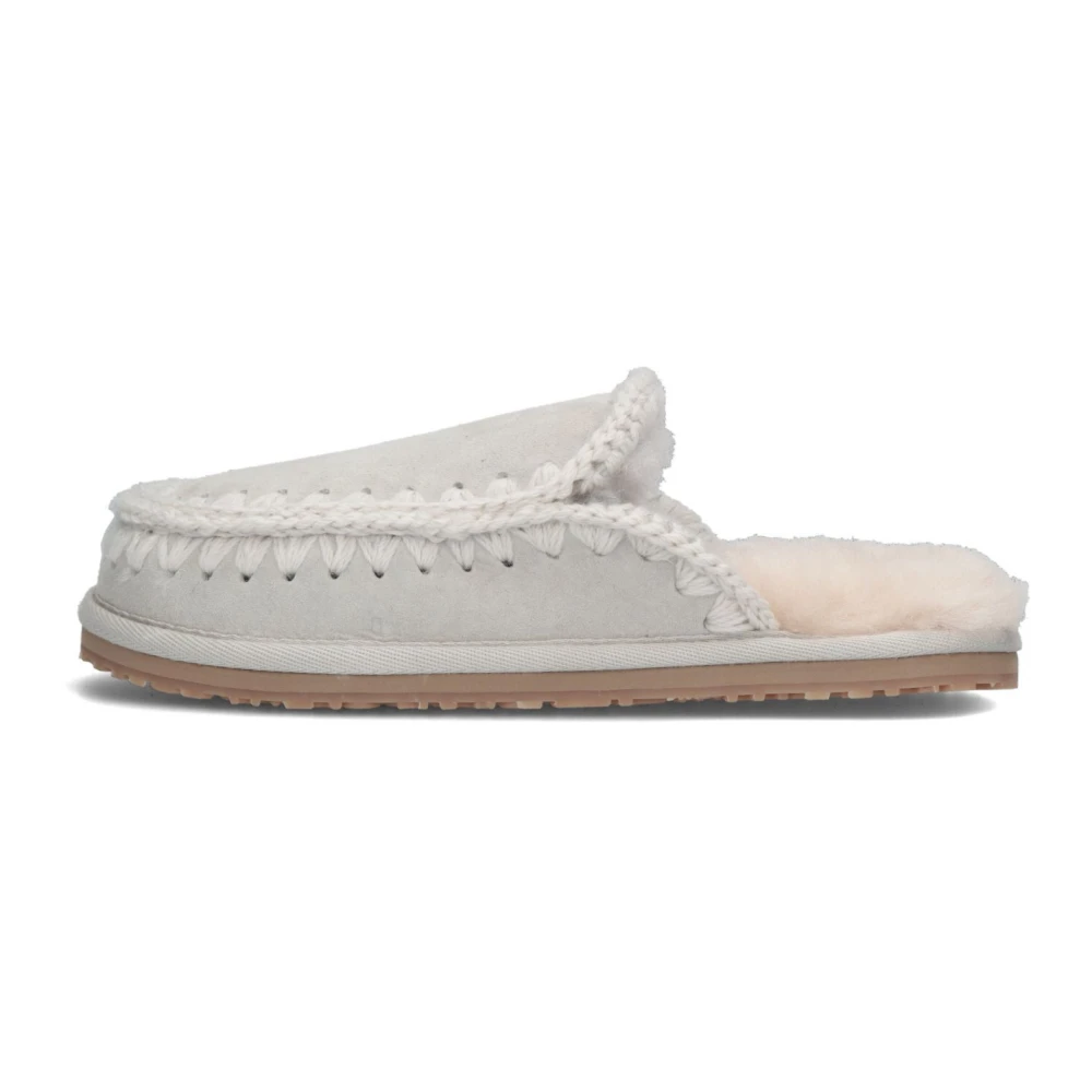 Mou Women's Gray Cozy Eskimo Stitch Slippers - Slippers - 8 Uk - Shoes