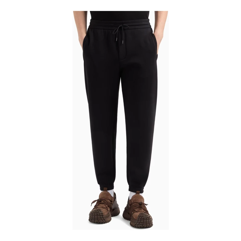 Emporio Armani Zwarte Trekkoord Taille Broek Logo Black Heren