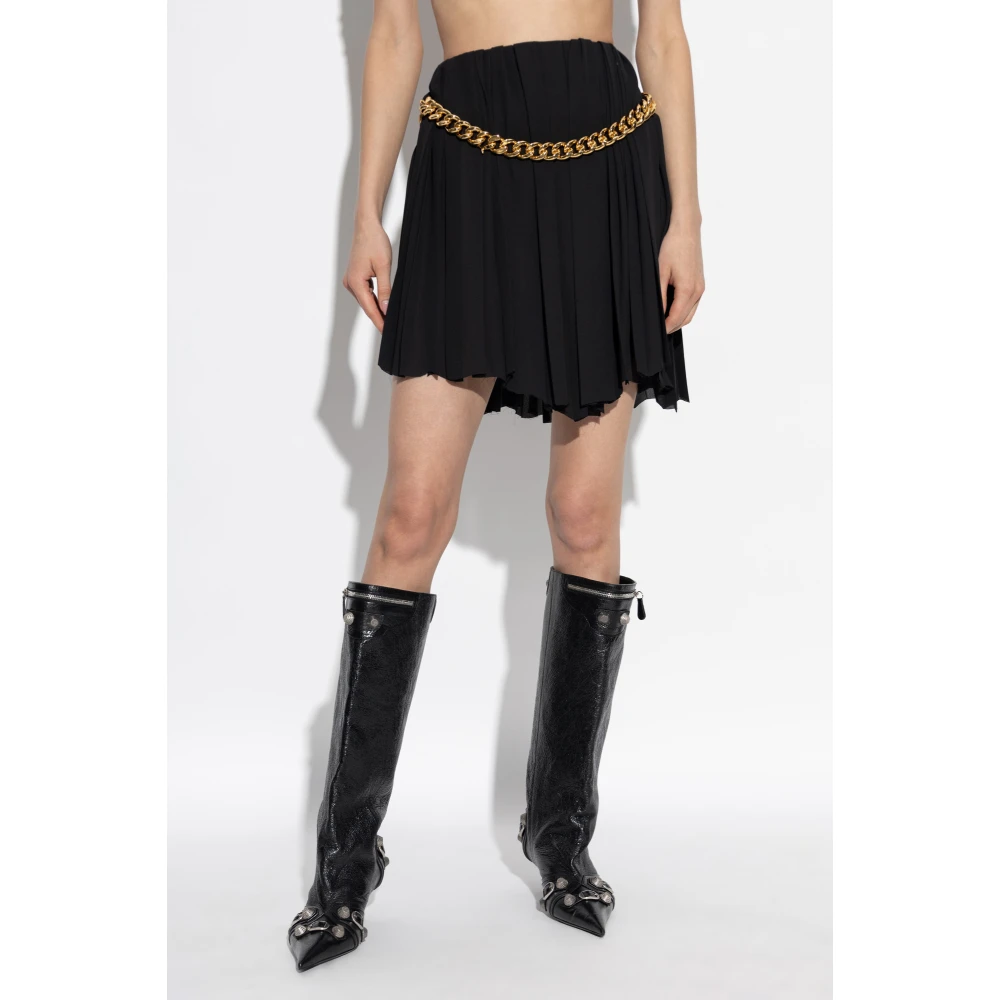 Balenciaga Geplooide rok met ketting Black Dames