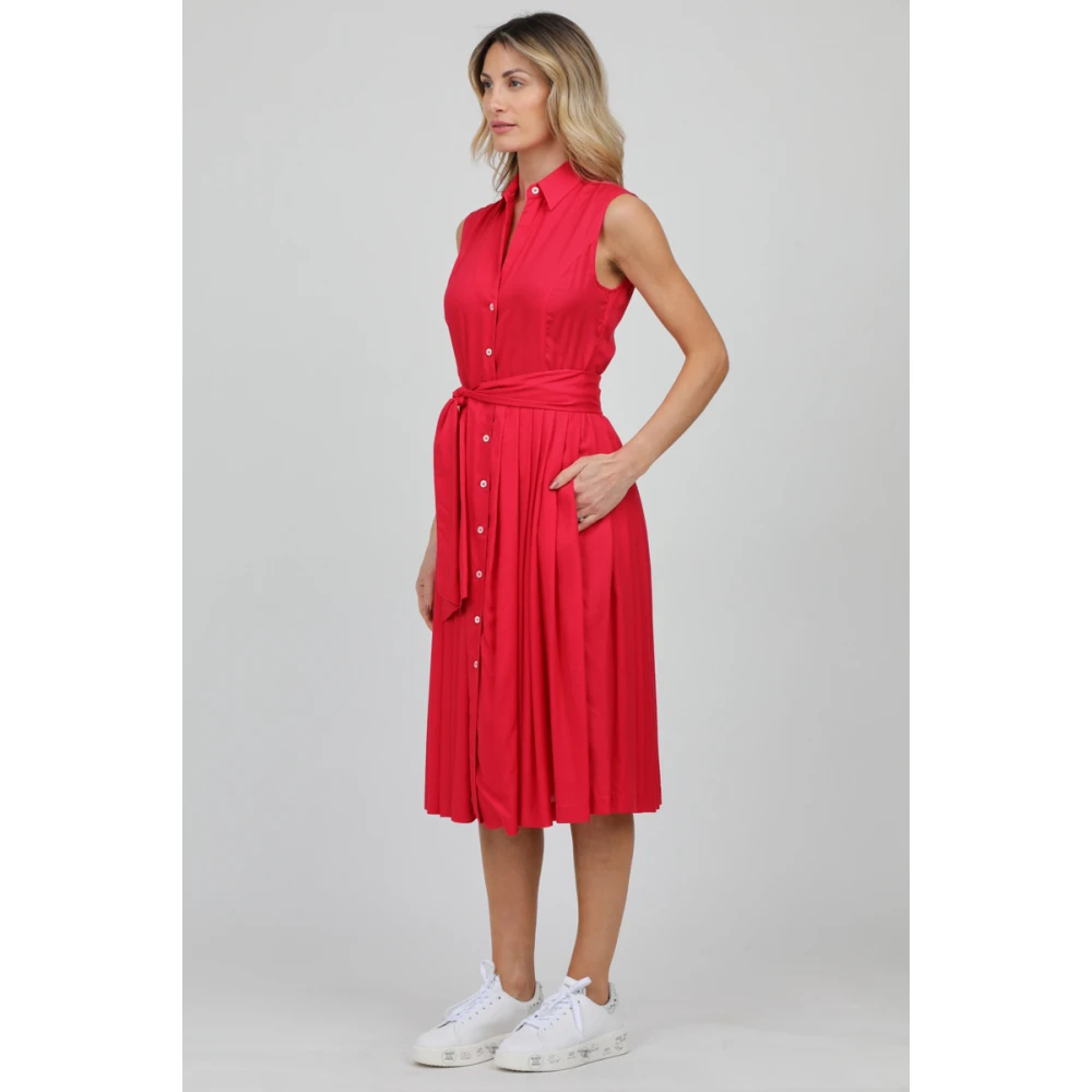 Caliban Mouwloze chemisier jurk met tailleband Pink Dames