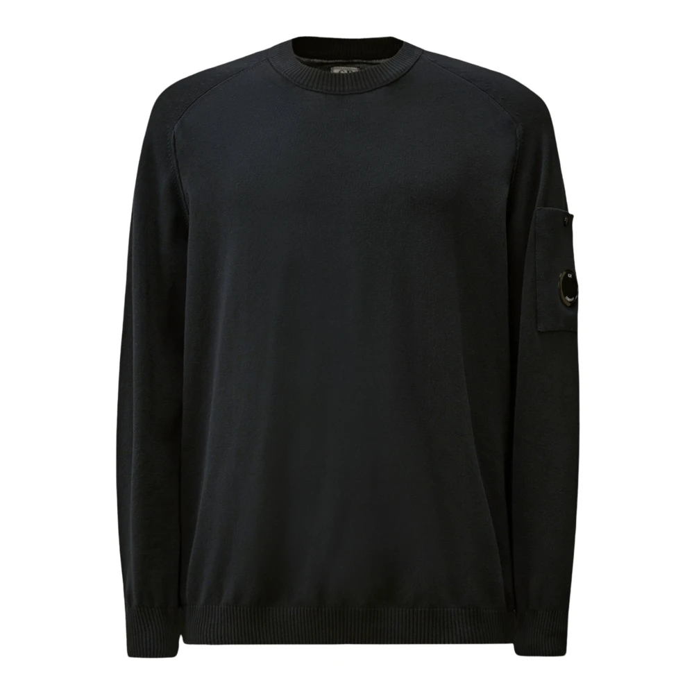C.p. Company Round-Neck Knitwear, Male, Xl, Chenille Cotton Crewneck Knit Blue