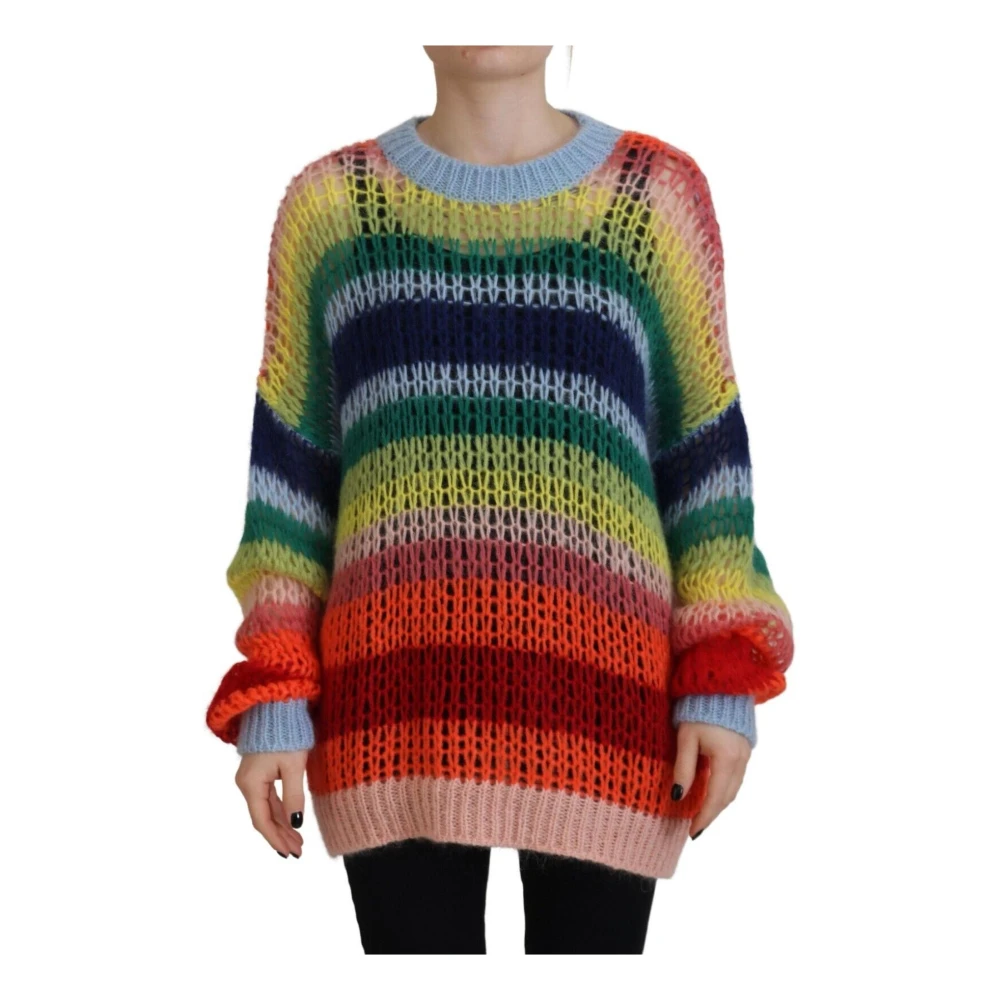 Dsquared2 Multicolor Mohair Crewneck Sweater Multicolor Dames