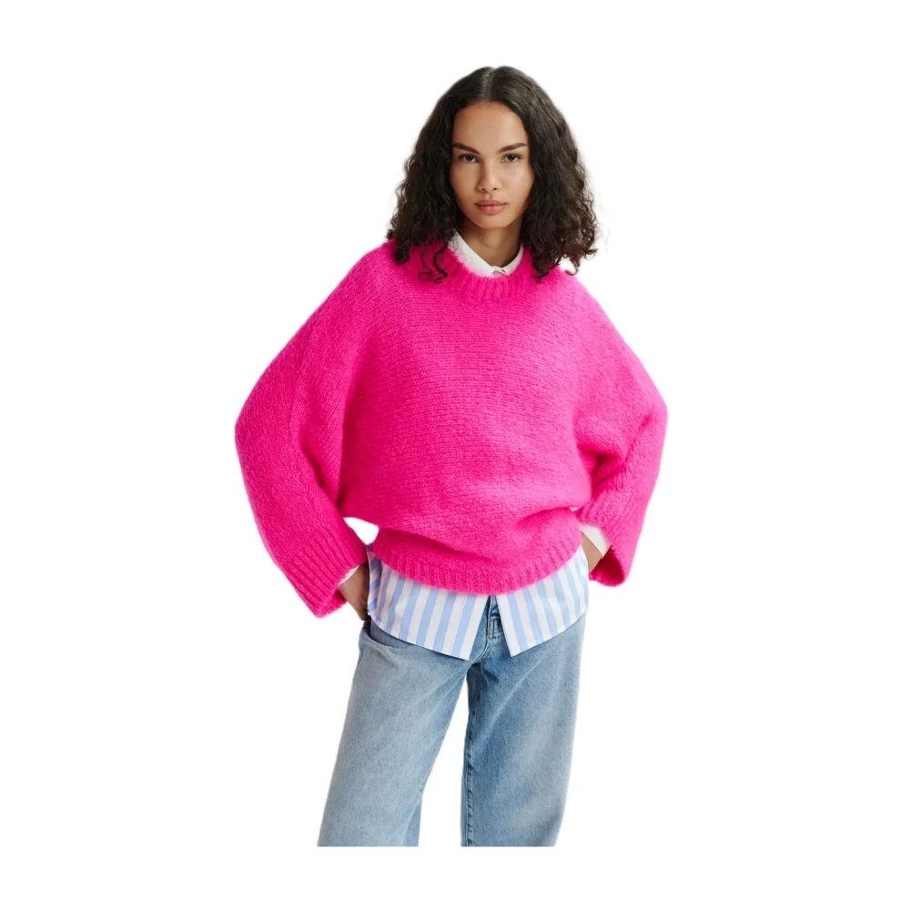 Essentiel Antwerp Mohair Blend Batwing Sweater Pink Dames