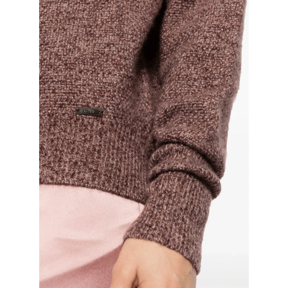 Kiton Bordeaux Speckle-Gebreide Trui Red Dames