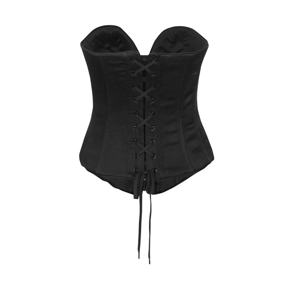 Moschino Mouwloze top met vetersluiting Black Dames