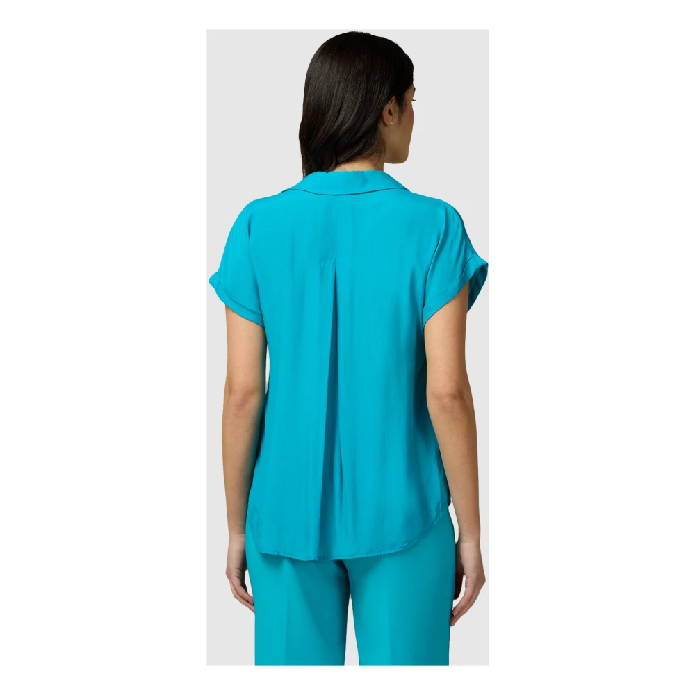 Oltre Viscose Kimono Mouw Blouse Blue Dames