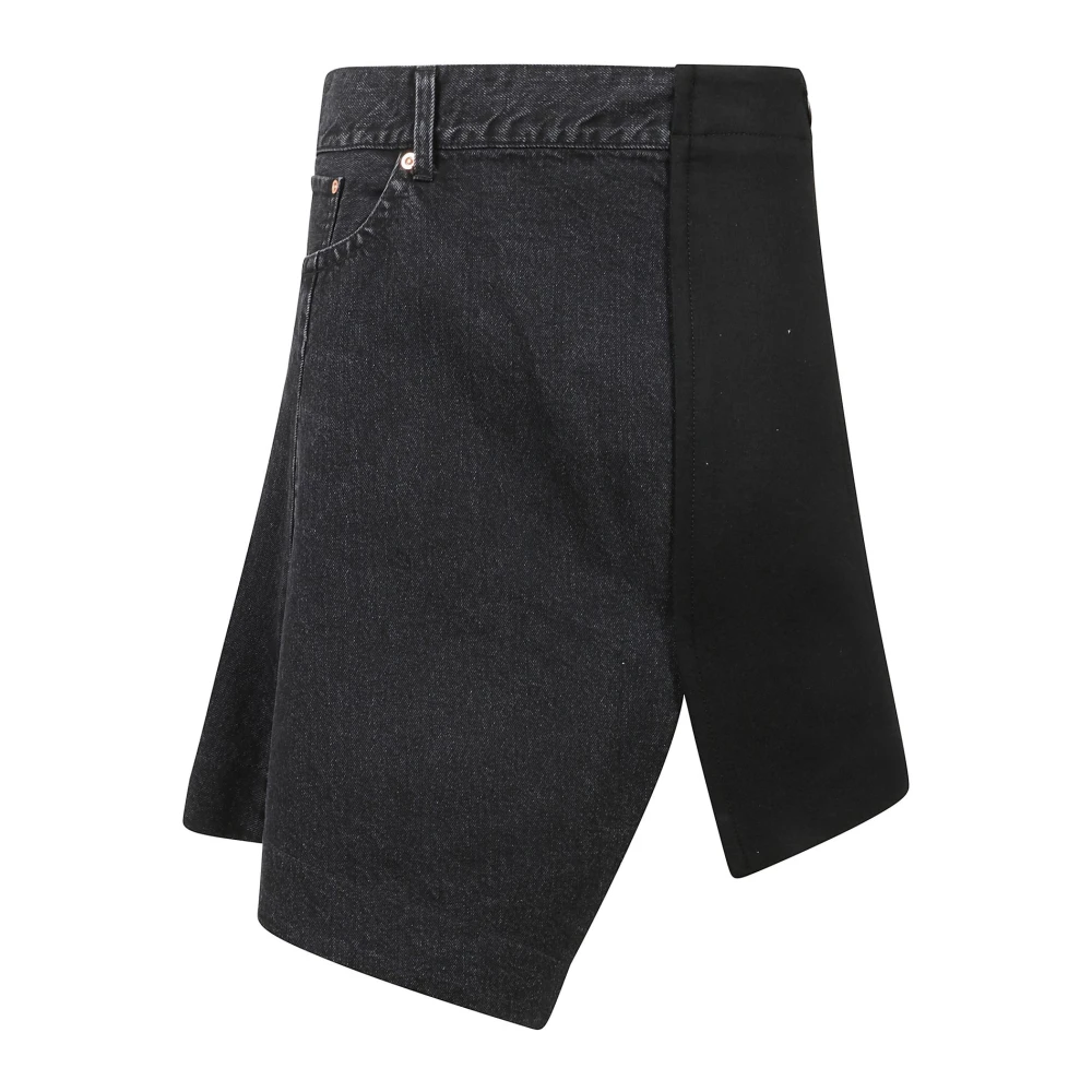 Sacai Denim Wool Melton Rok Black Dames