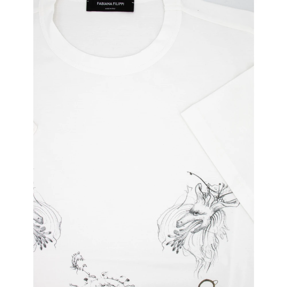 Fabiana Filippi Dames Katoenen T-Shirt met Voorkant Print White Dames