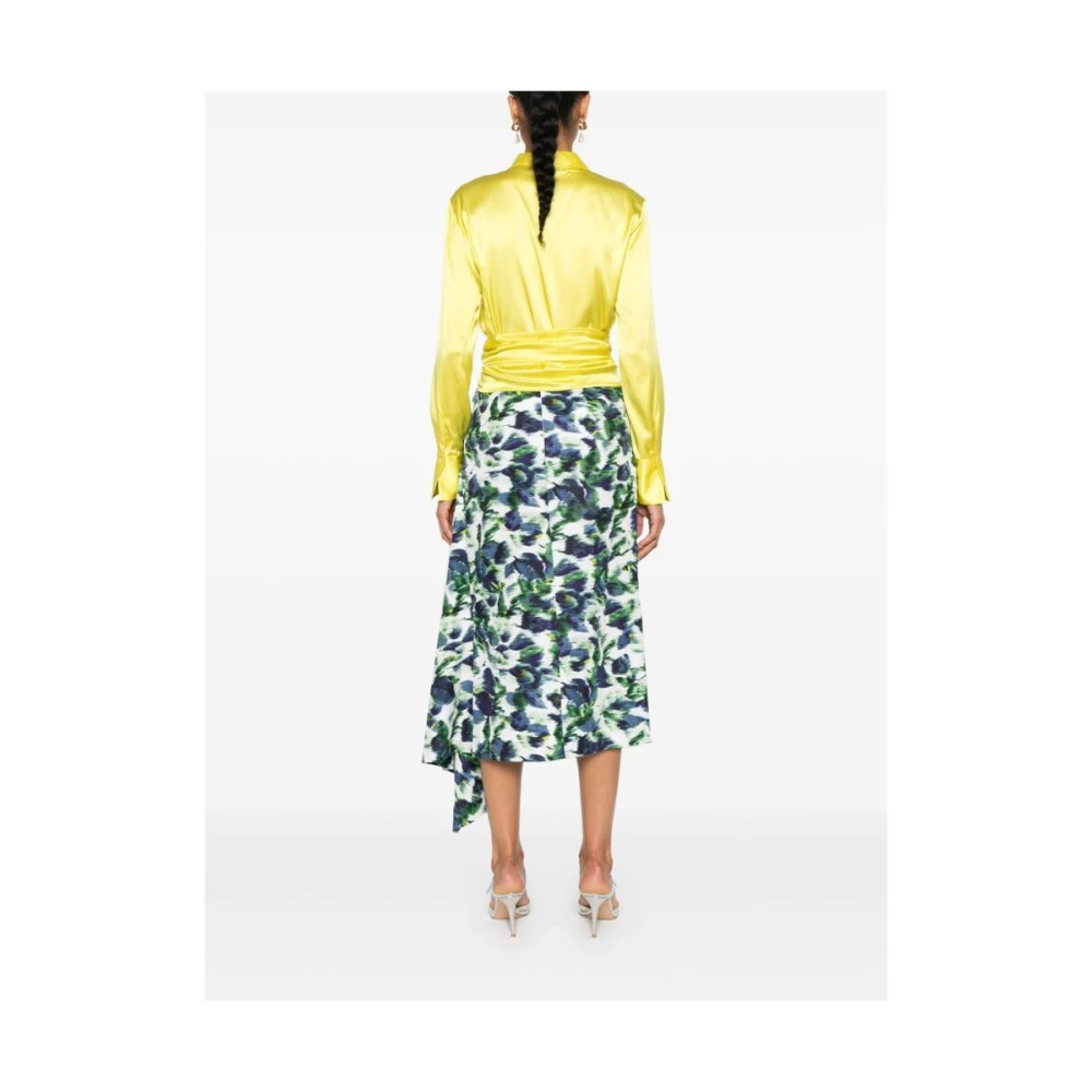 Mazzarelli Zijde Blend Omslagstijl Shirt Yellow Dames