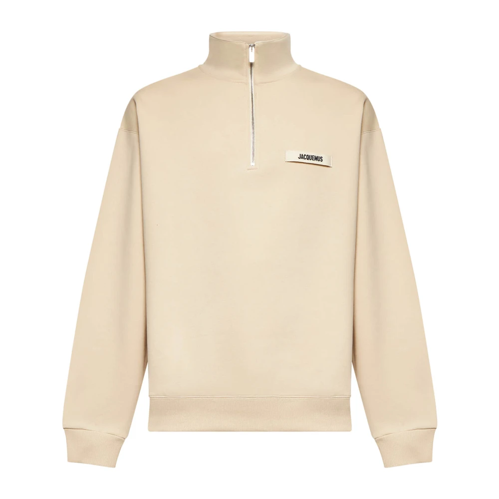 Jacquemus Beige Katoen Fleece Staande Kraag Jas Beige Heren