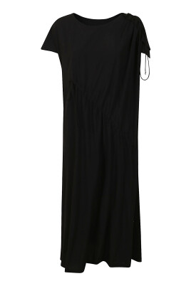 black-rayon-dress-with-drawstring-details