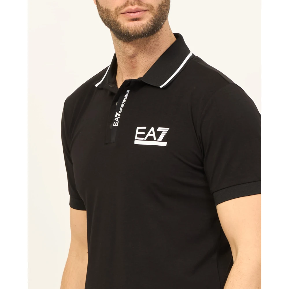 Emporio Armani EA7 Zwarte Katoenen Poloshirt met Logo Black Heren