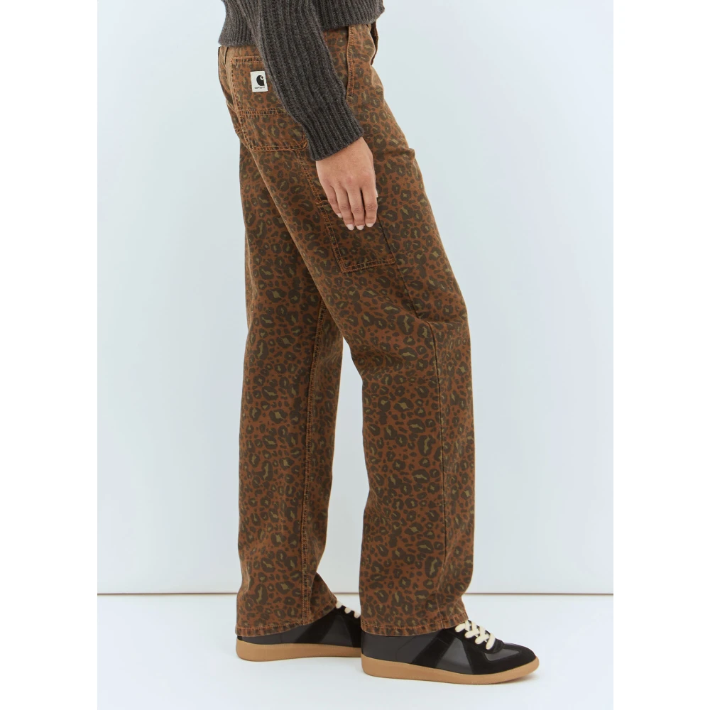 Carhartt WIP Broek met luipaardprint en Carpenter Loop Brown Dames