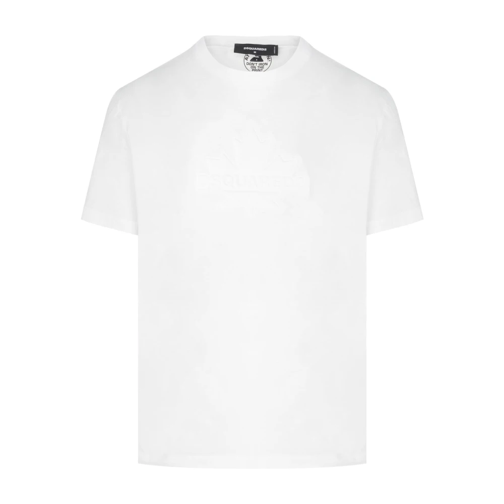 Dsquared2 Witte Tonal Esdoornblad T-Shirt White Heren