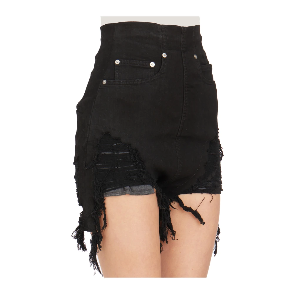 Rick Owens Denim Cutoff Shorts Black Dames