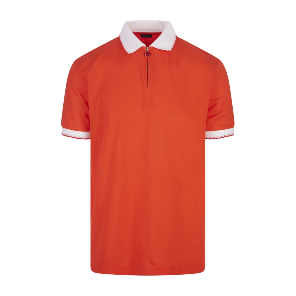 Kiton Oranje Polo Shirt met Graffiti Logo Orange Heren