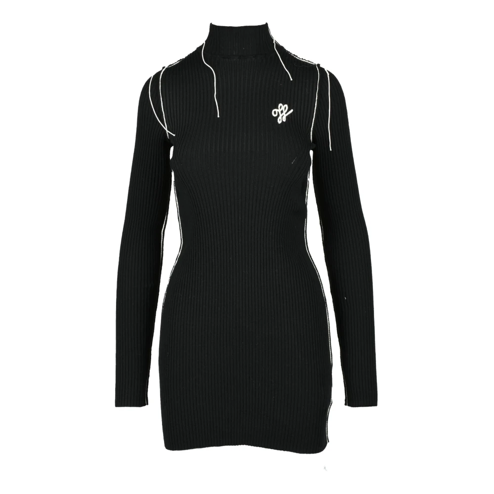 Off White Elegante Wollen Jurk Black Dames