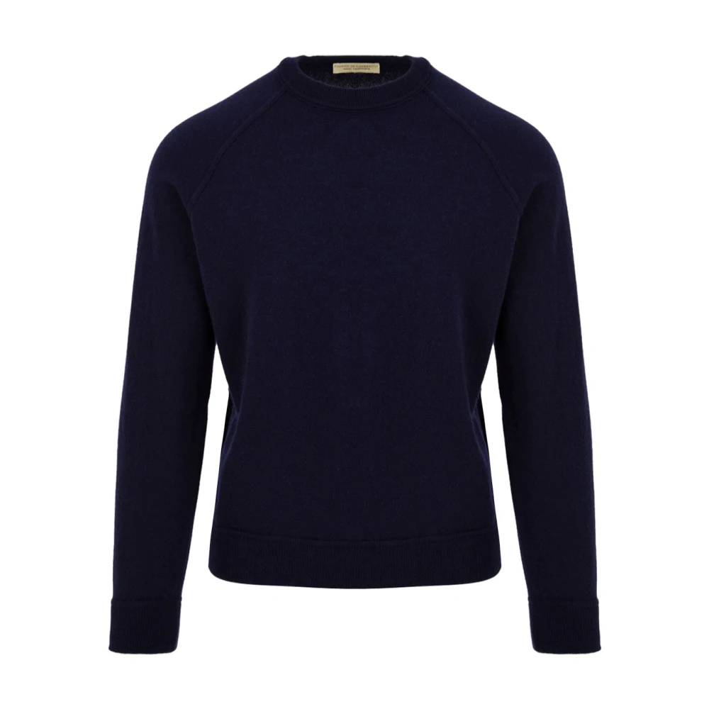 Filippo De Laurentiis Blue Raglan Crewneck Jumper - Male - Round-Neck Knitwear - 2XL - Knitwear