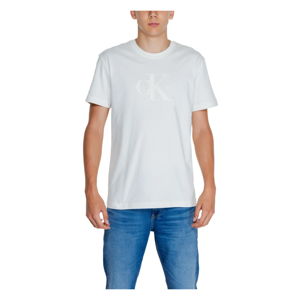 Calvin Klein Jeans Heren T-shirt Monologo Applique White Heren