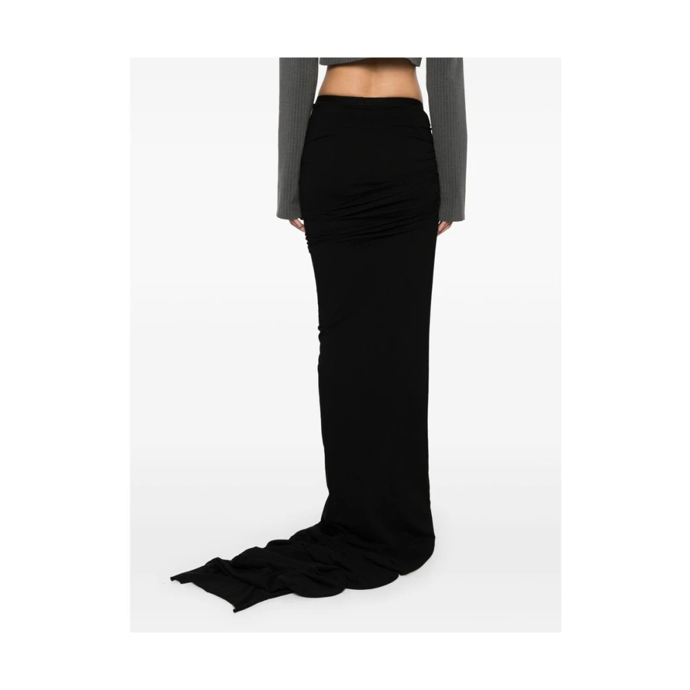 Rick Owens Zwarte rok met elastische tailleband en ruches Black Dames
