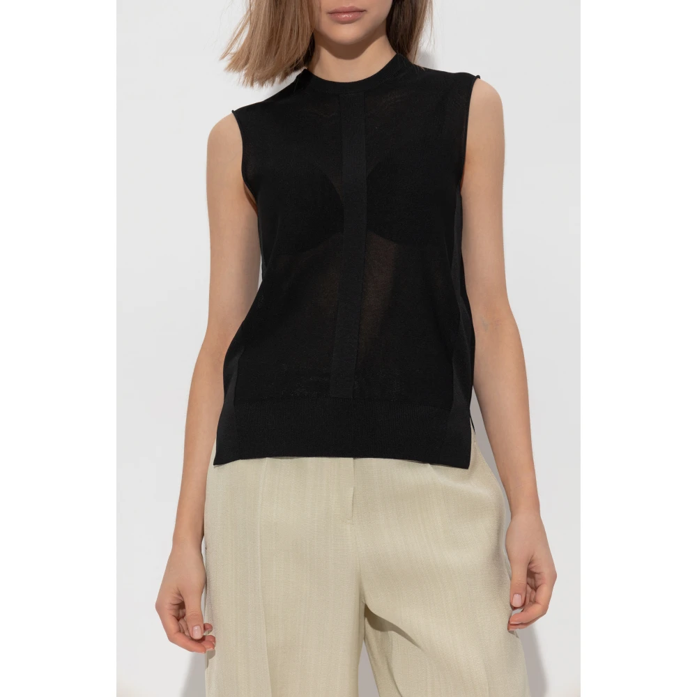 Jil Sander Mouwloze top Black Dames