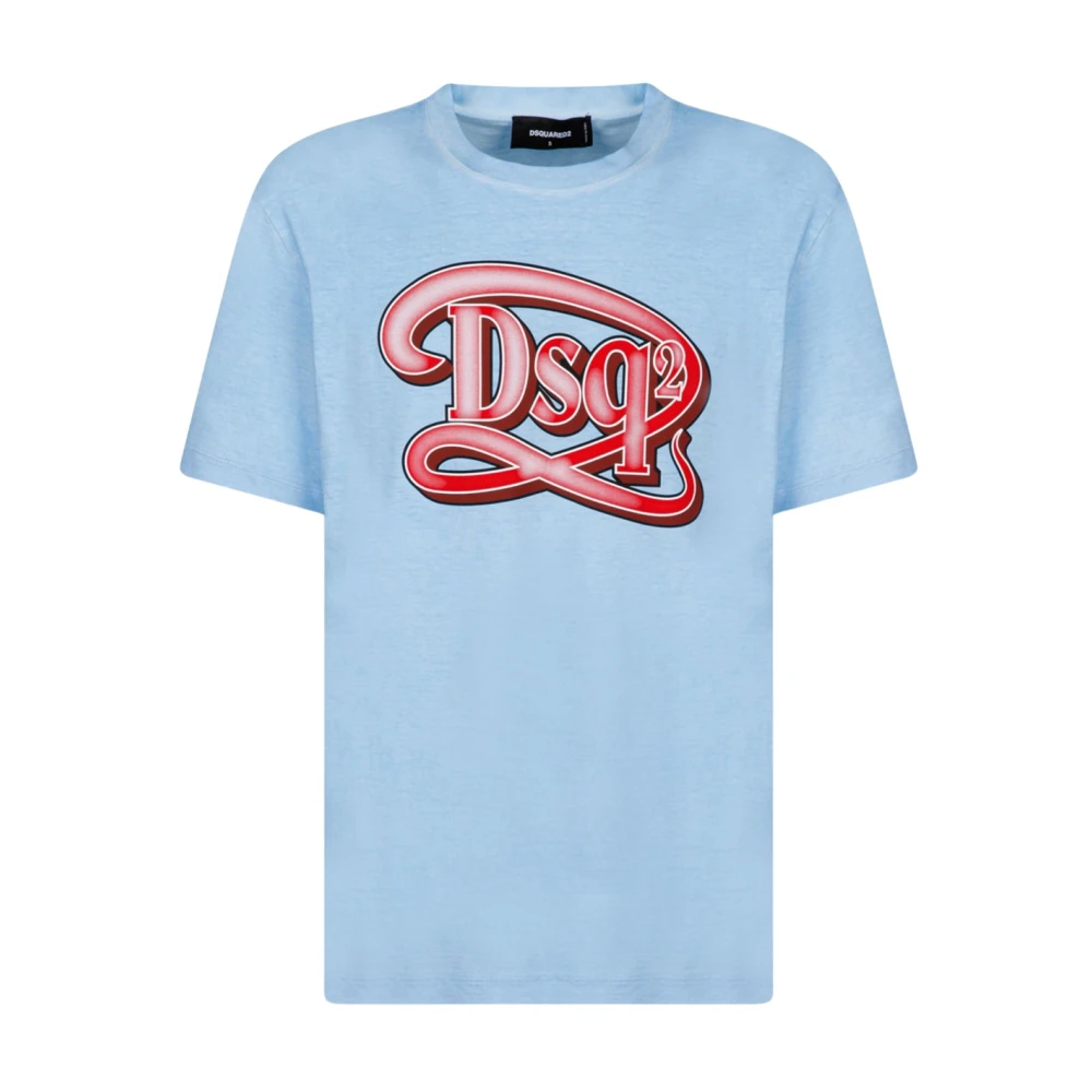 Dsquared2 Lichtblauw Logo T-Shirt Blue Heren