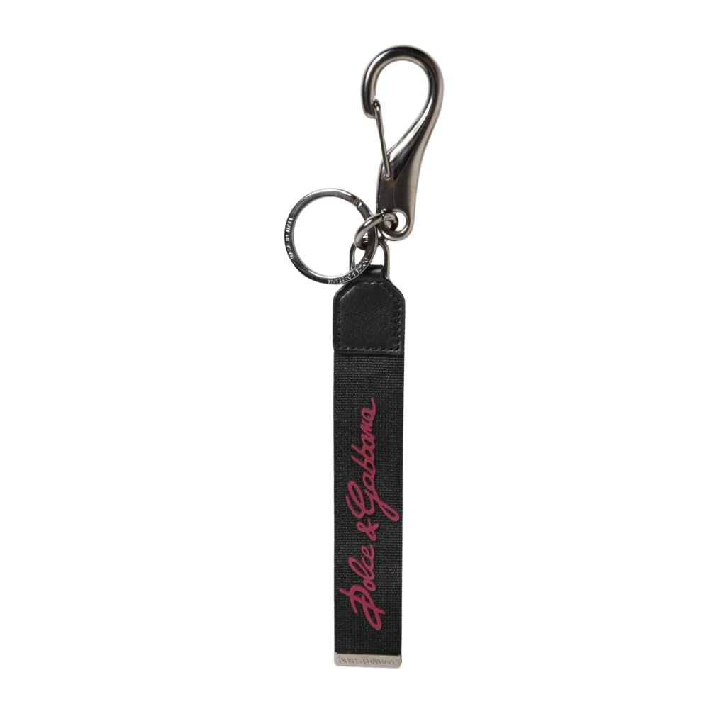 Dolce & Gabbana Men's Black Polyester Logo Keychain Keyring