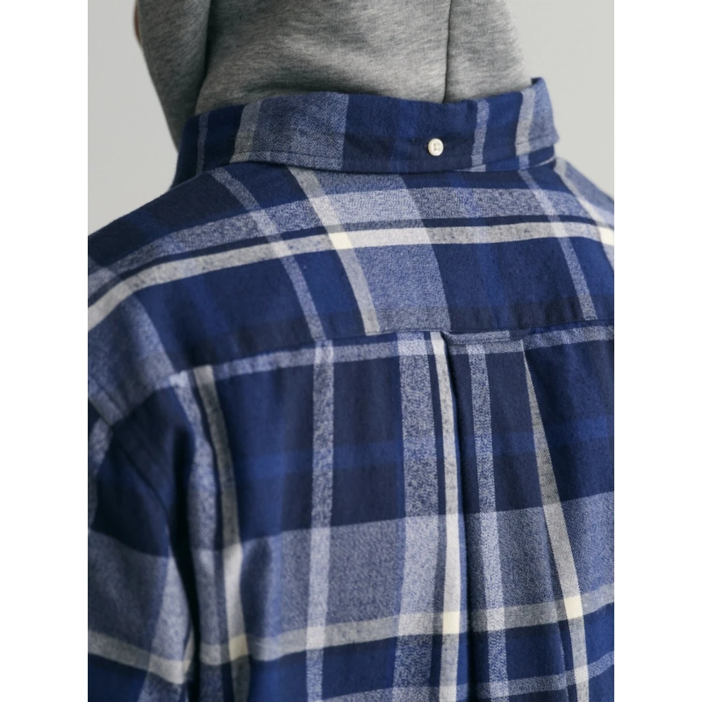 Gant Blauw Geruit Flanellen Overhemd Blue Heren