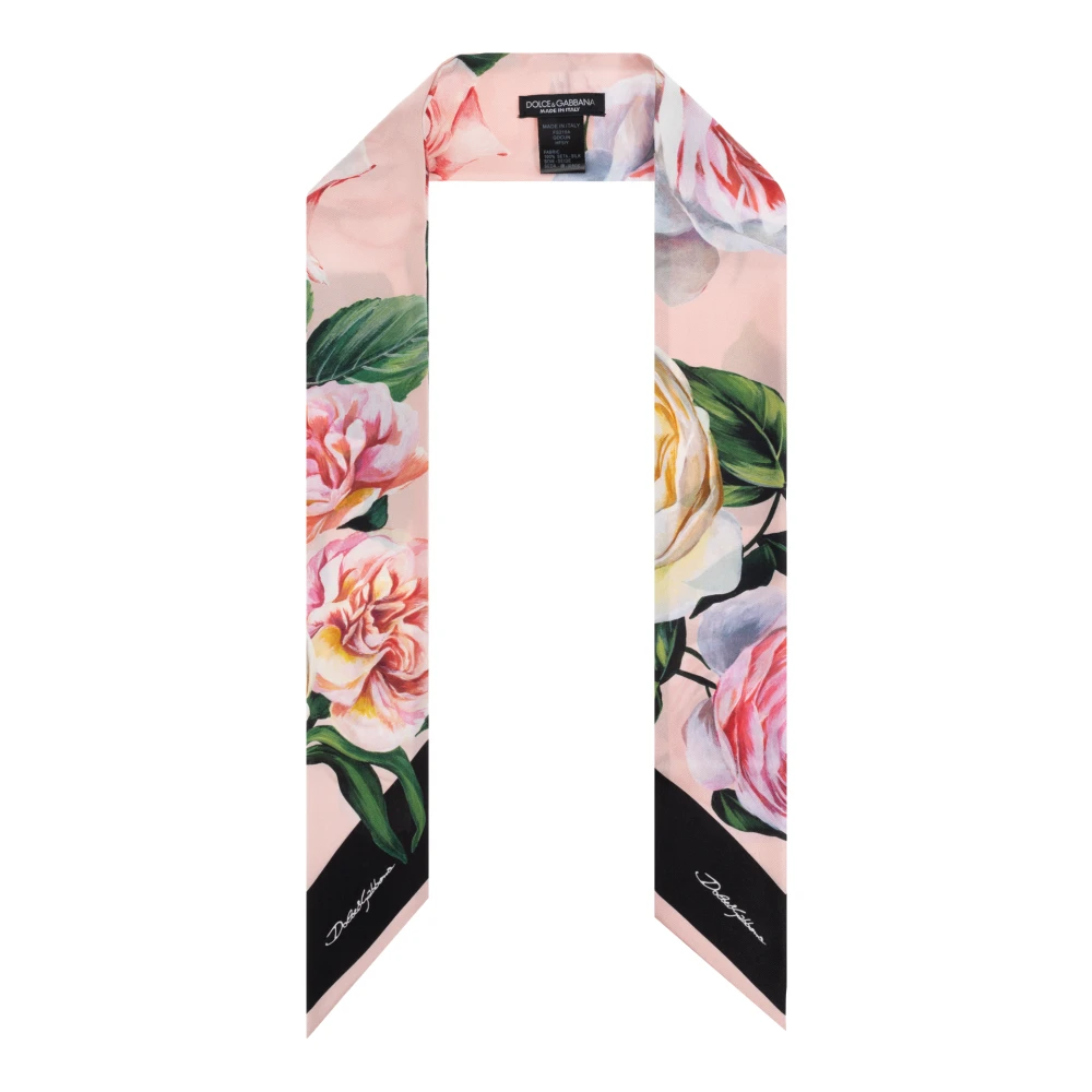 Dolce & Gabbana Zijden sjaal met bloemmotief Pink Dames