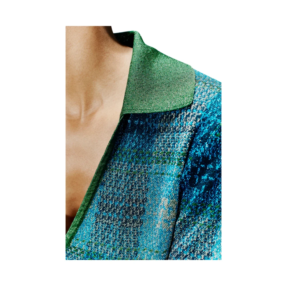 Circus Hotel Pixel Check Jacquard Polo Shirt Blue Dames