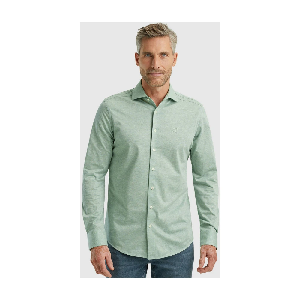 Vanguard Lange Mouw Pique Jersey Shirt Green Heren
