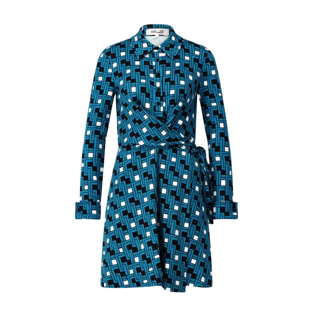 Diane Von Furstenberg Abstract Patroon Overhemdjurk Blue Dames